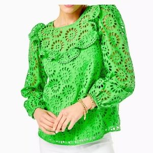 NWT Lilly Pulitzer Green Eyelet Top